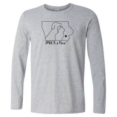 Paws & More  Outline Design - Softstyle® Long Sleeve T-Shirt - 64400 Thumbnail