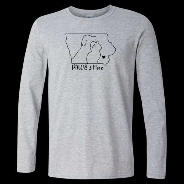 Paws & More Outline Design - Softstyle® Long Sleeve T-Shirt Thumbnail