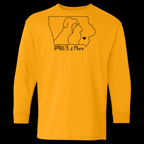 Paws & More Outline Design  - Youth Heavy Cotton™ Long Sleeve T-Shirt Thumbnail