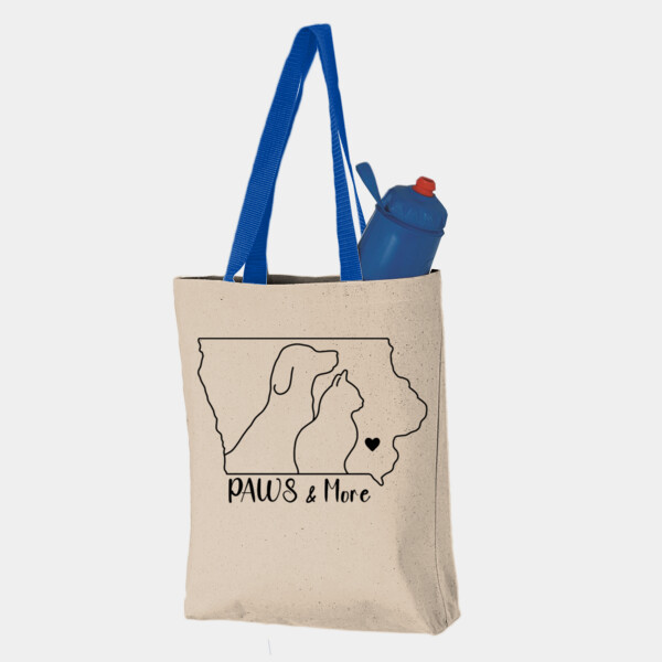 Paws & More Outline Design - 11L Canvas Tote with Contrast-Color Handles Thumbnail