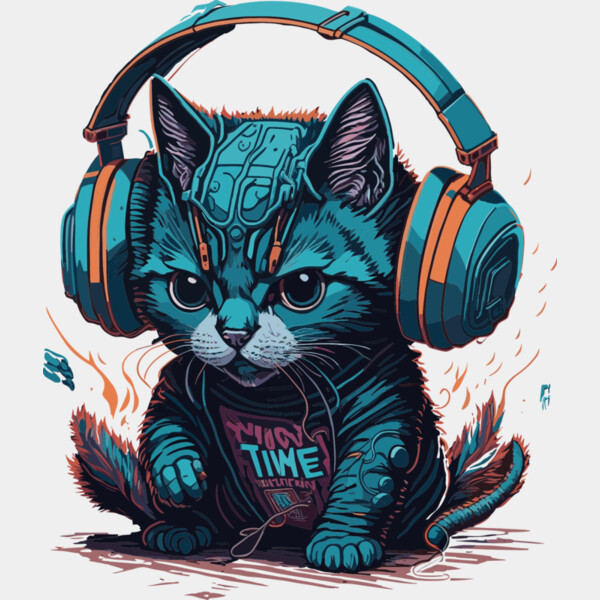 Cat with Headphones Meow Time Thumbnail